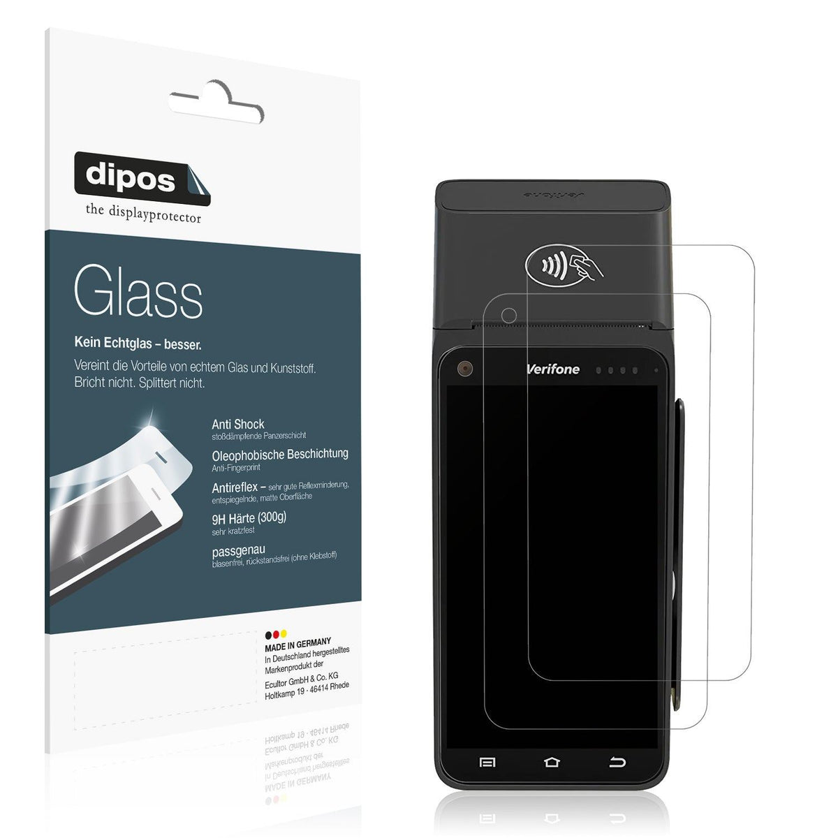 2x Screen Protector for Verifone T650p matte Flexible Glass 9H dipos