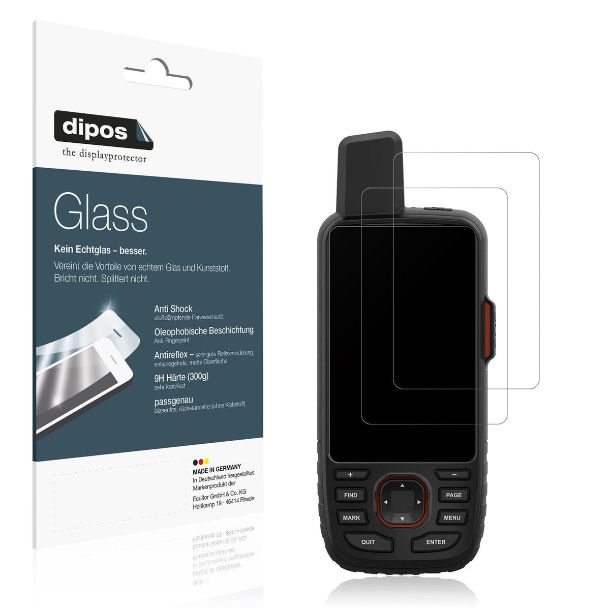 2x Screen Protector for Garmin GPSMAP 66i matte Flexible Glass 9H dipos