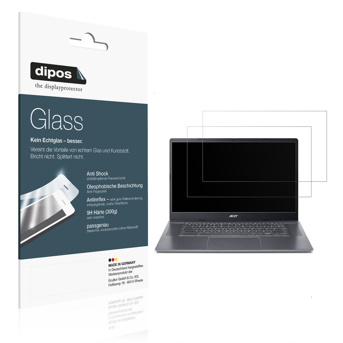 2x Screen Protector for Acer Chromebook Plus 515 matte Flexible Glass 9H dipos