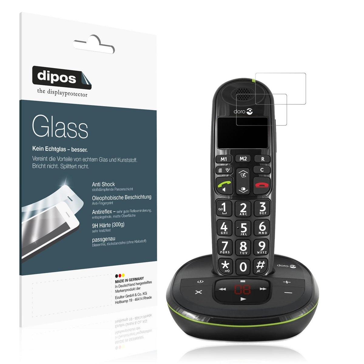 2x Screen Protector for Doro 105wr matte Flexible Glass 9H dipos