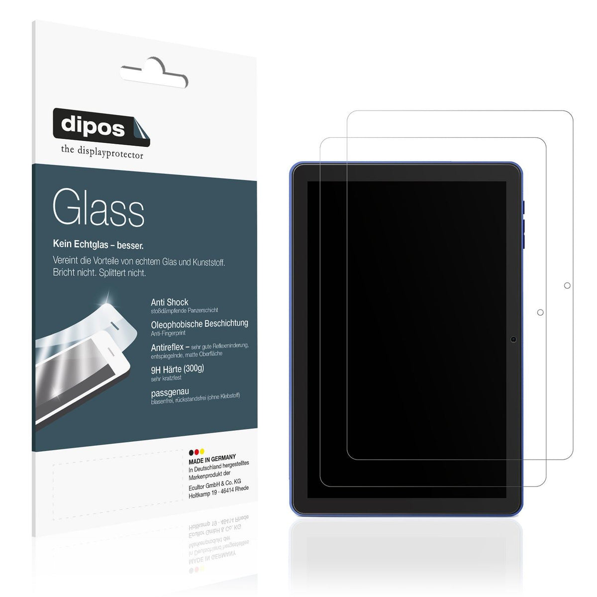 2x Screen Protector for Pritom 10 Zoll Tablet matte Flexible Glass 9H dipos