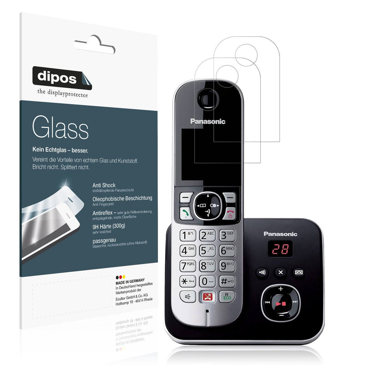 2x Screen Protector for Panasonic KX-TG6861 matte Flexible Glass 9H dipos