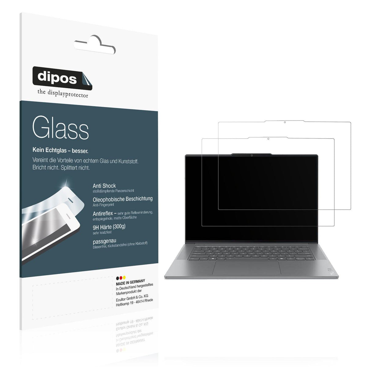 2x Screen Protector for Lenovo Yoga Slim 7 15ILL9 matte Flexible Glass 9H dipos
