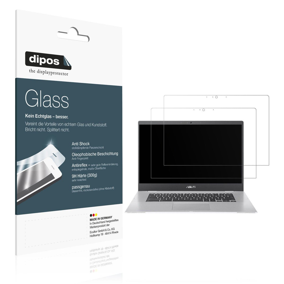 2x Screen Protector for Asus Chromebook CX1 15.6 Zoll matte Flexible Glass 9H