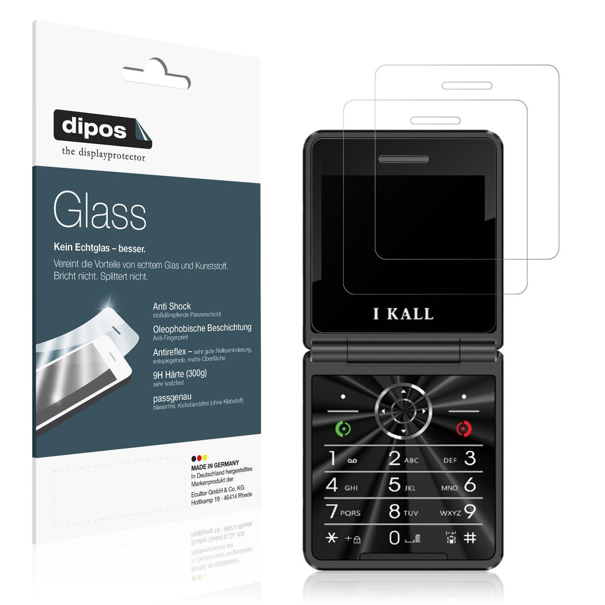 2x Screen Protector for I Kall A3 Flip matte Flexible Glass 9H dipos