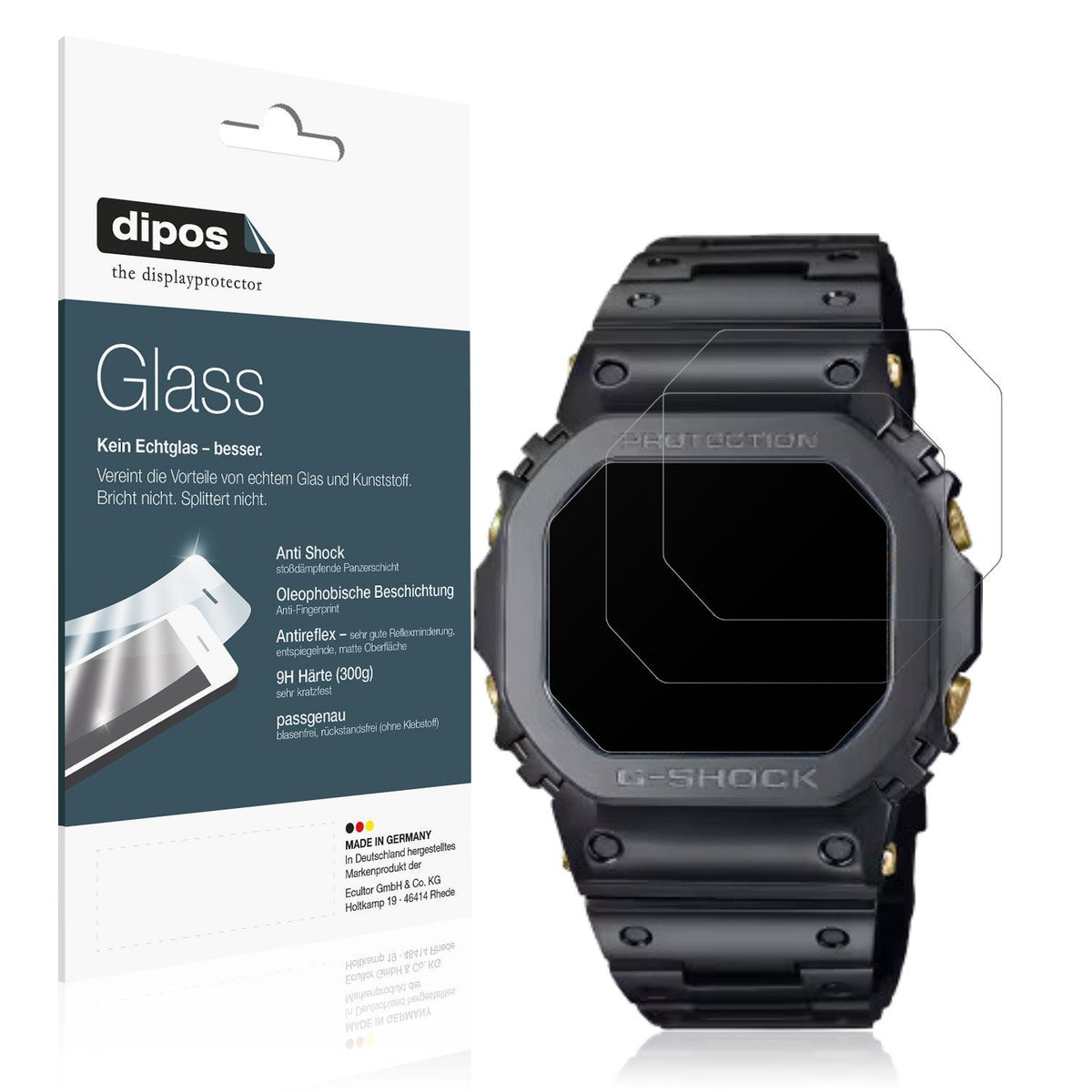 2x Screen Protector for Casio W-216H-1AV Eckig matte Flexible Glass 9H dipos