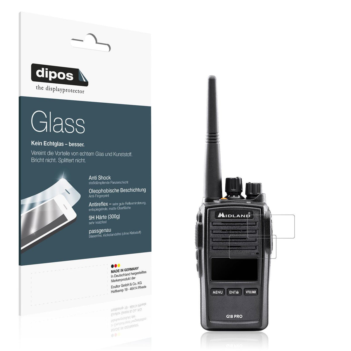 2x Screen Protector for Midland G18 Pro PMR matte Flexible Glass 9H dipos