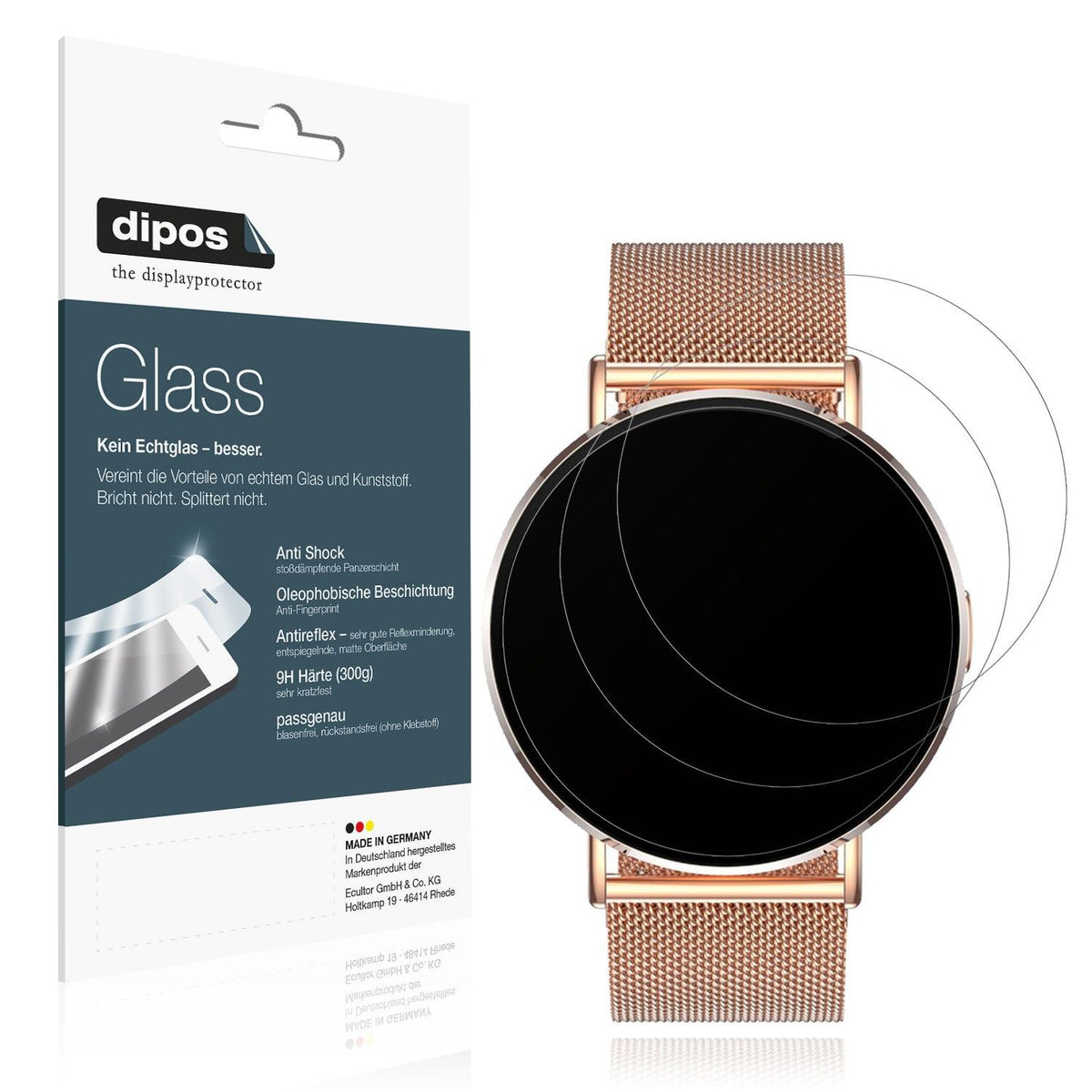 2x Screen Protector for Levowatch Eve 1.3 Zoll matte Flexible Glass 9H dipos