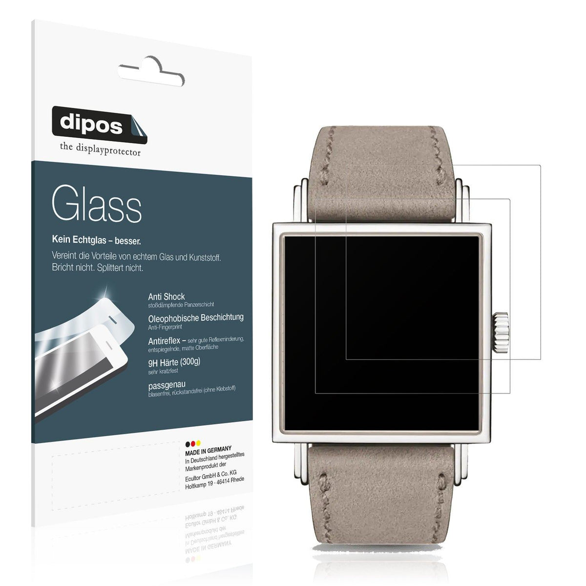 2x Screen Protector for NOMOS Glashütte Tetra 27 matte Flexible Glass 9H dipos