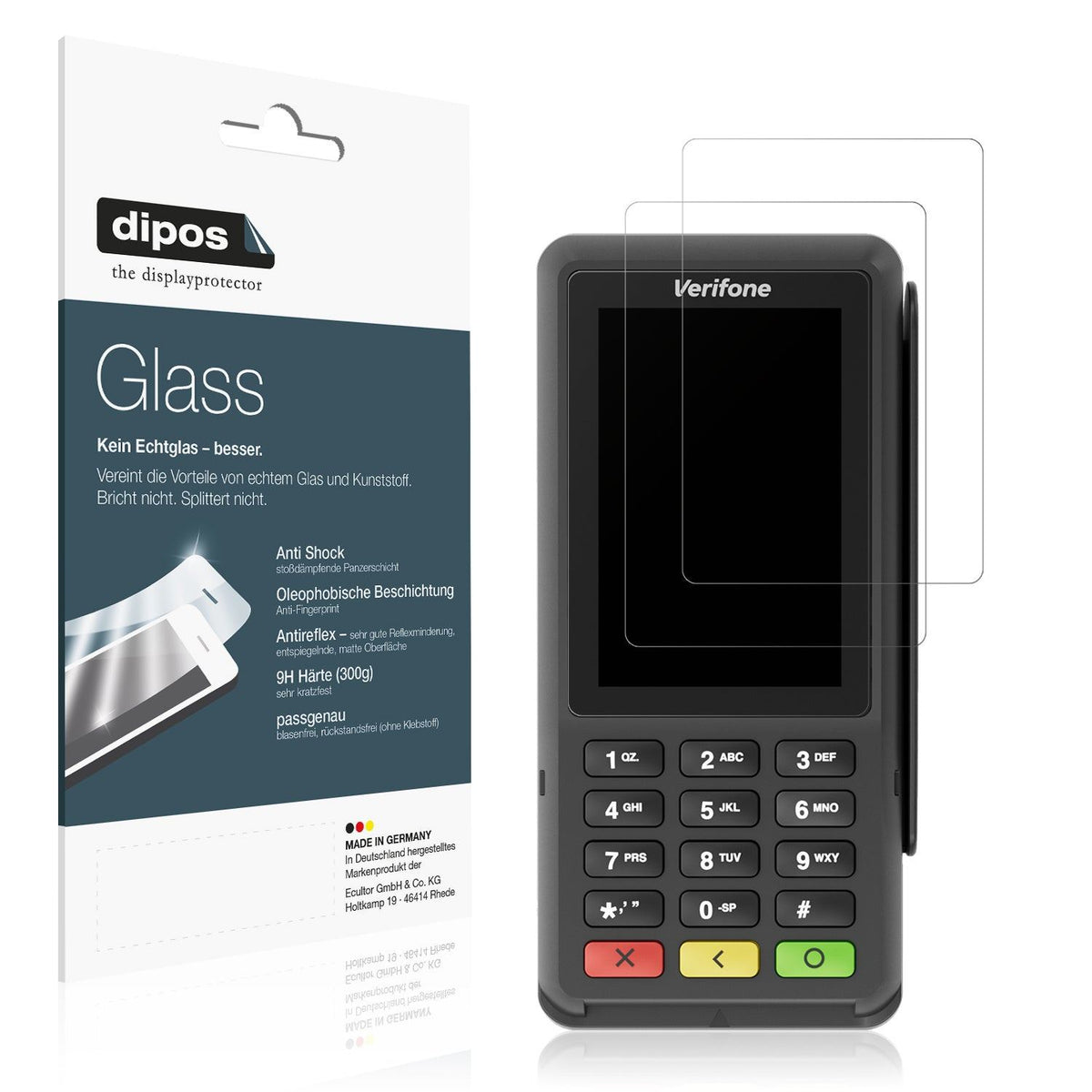 2x Screen Protector for Adyen P400 Plus matte Flexible Glass 9H dipos