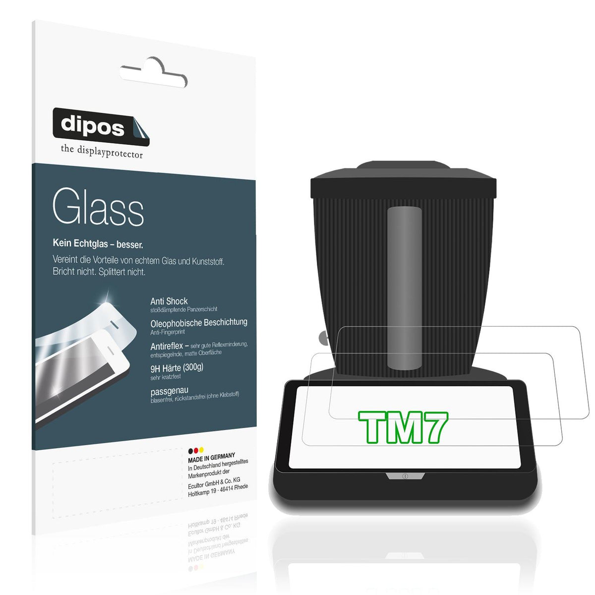 2x Screen Protector for Vorwerk Thermomix TM7 matte Flexible Glass 9H dipos