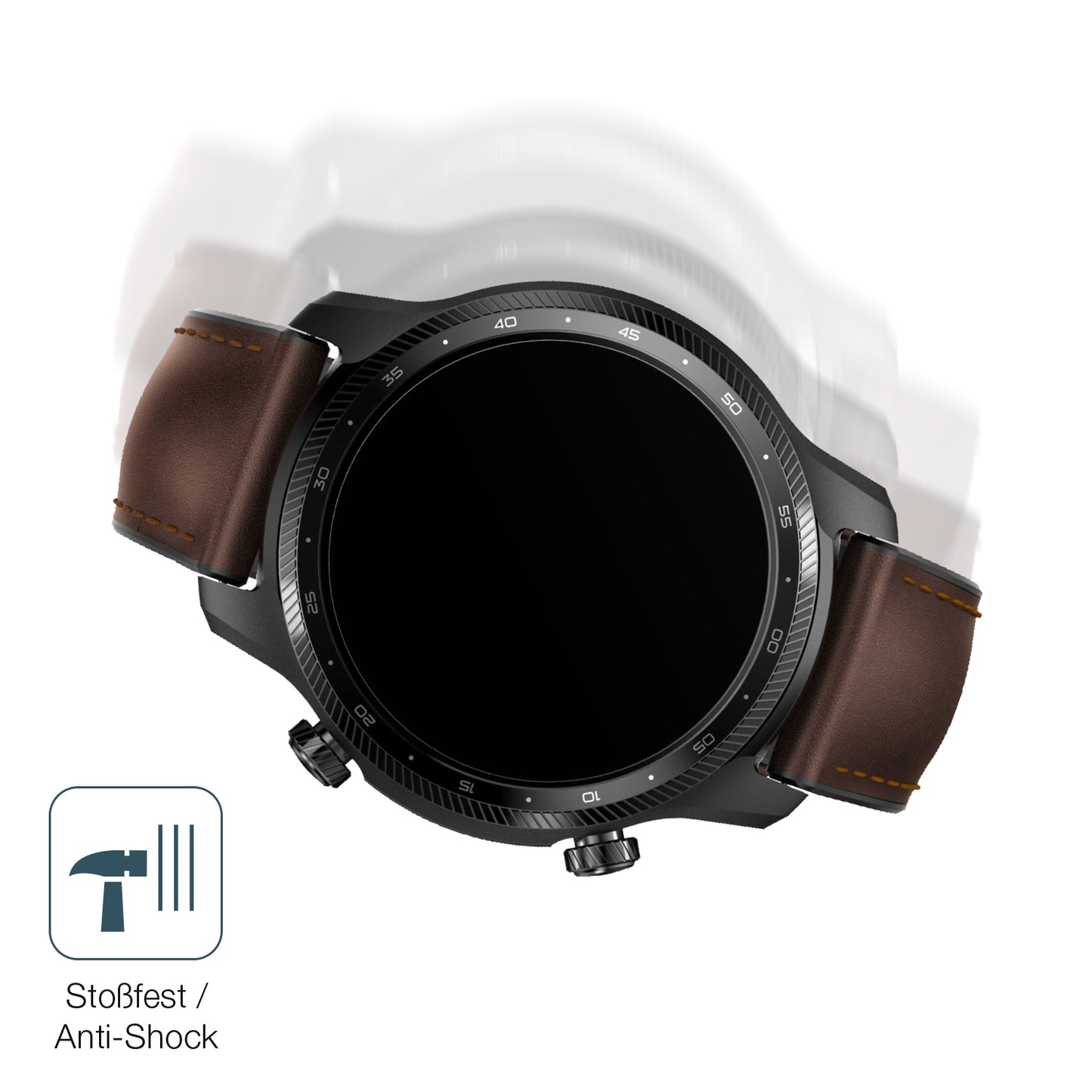 Schutz gegen Kratzer auf dem Ticwatch Pro 3 Ultra Glas durch Schlüssel, Stöße gegen die Tischkante oder Stürze