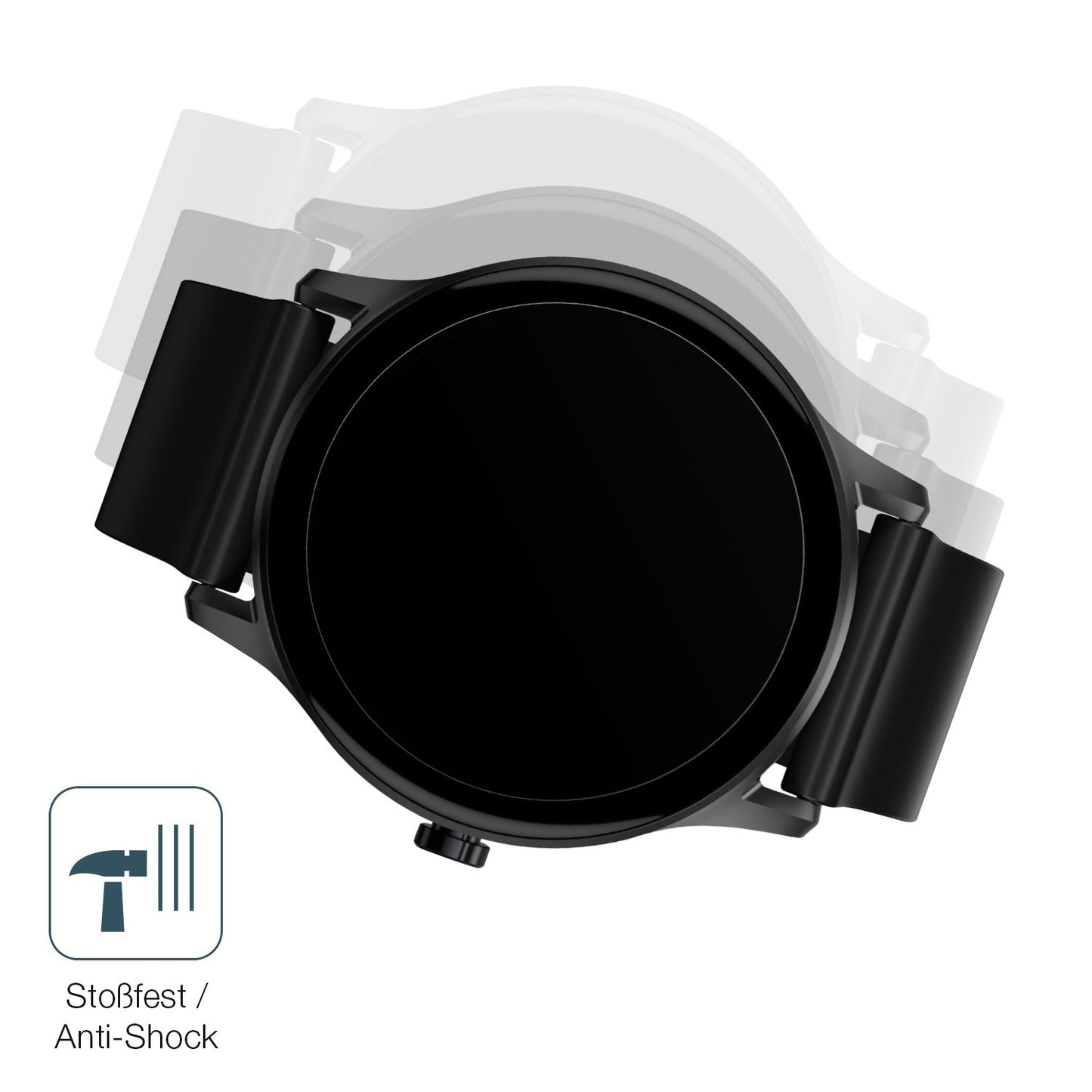 Schutz gegen Kratzer auf dem Haylou GS Smartwatch Glas durch Schlüssel, Stöße gegen die Tischkante oder Stürze