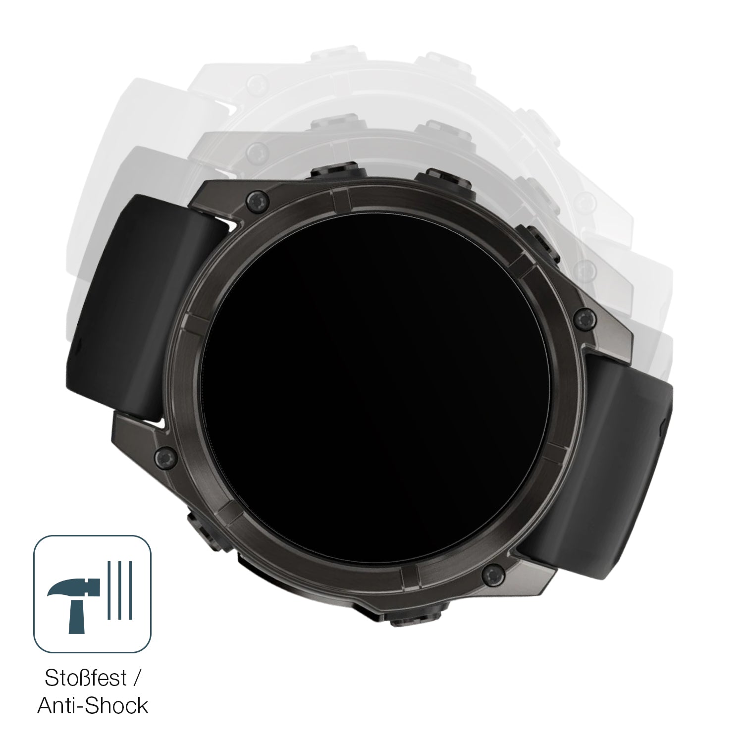 Schutz gegen Kratzer auf dem Garmin Fenix 8 51mm Glas durch Schlüssel, Stöße gegen die Tischkante oder Stürze