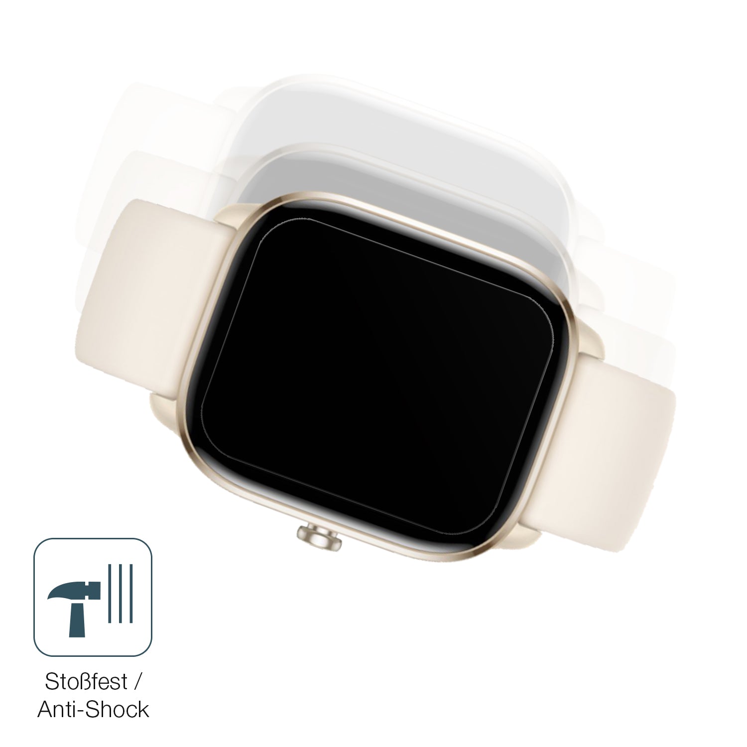 Schutz gegen Kratzer auf dem Amazfit GTS 4 mini Glas durch Schlüssel, Stöße gegen die Tischkante oder Stürze