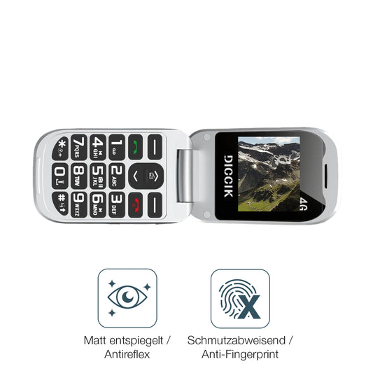 9H Hartbeschichtete, flexible Folie passend zugeschnitten für Diccik Seniorenhandy K01
