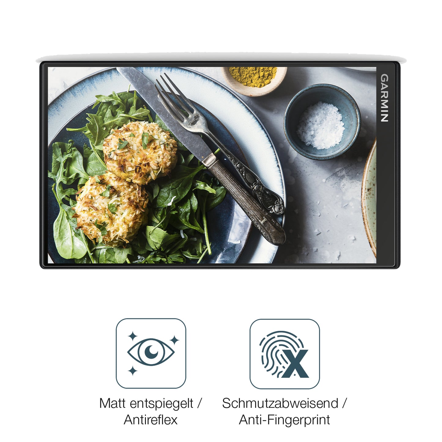 9H Hartbeschichtete, flexible Folie passend zugeschnitten für Garmin Camper 795 MT-D Eu