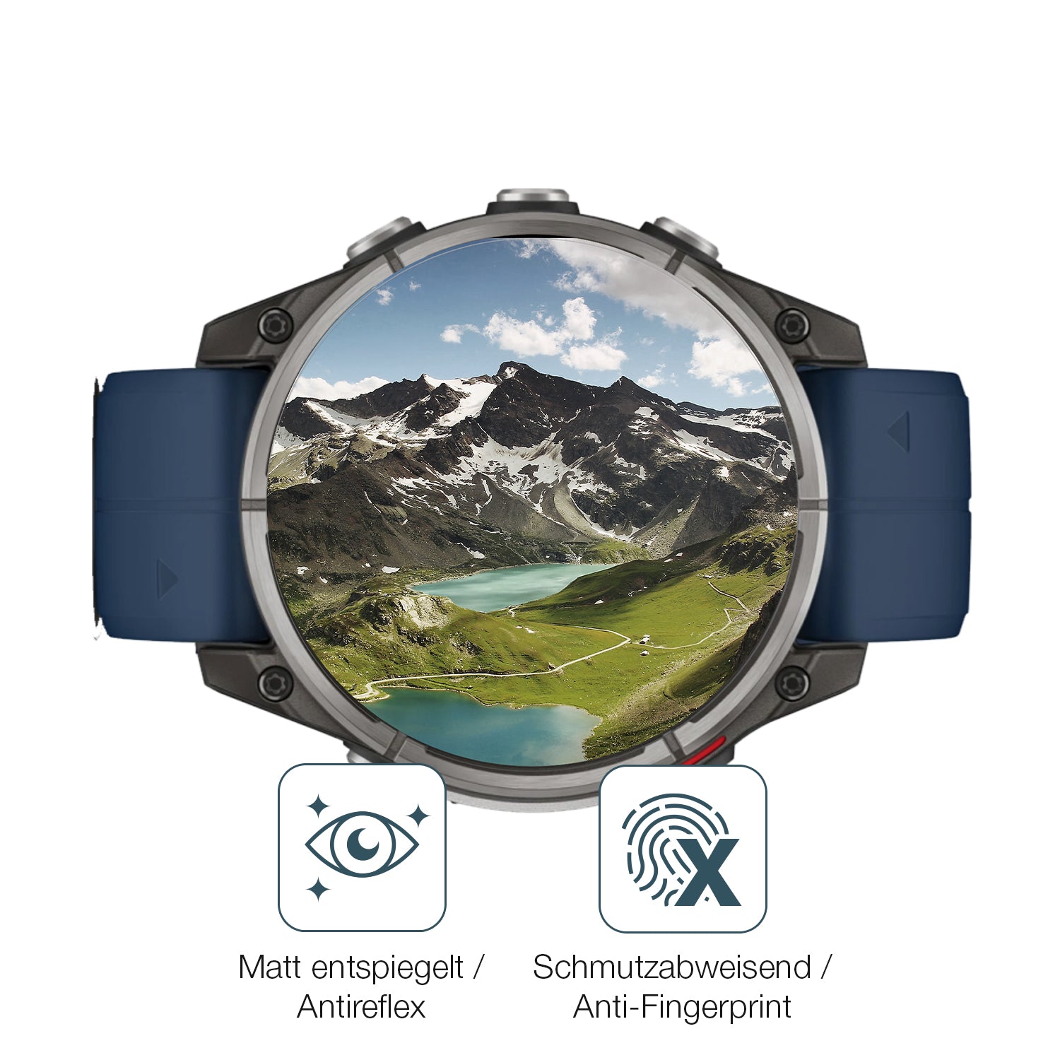9H Hartbeschichtete, flexible Folie passend zugeschnitten für Garmin Quatix 8 47mm