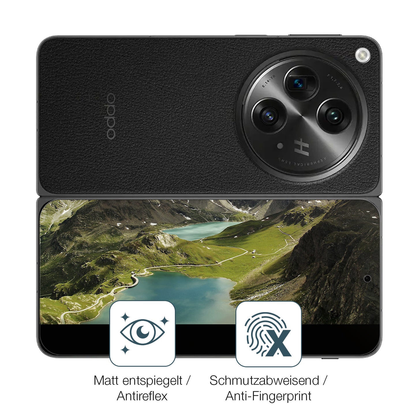 9H Hartbeschichtete, flexible Folie passend zugeschnitten für Oppo Find N3 Aussenseite