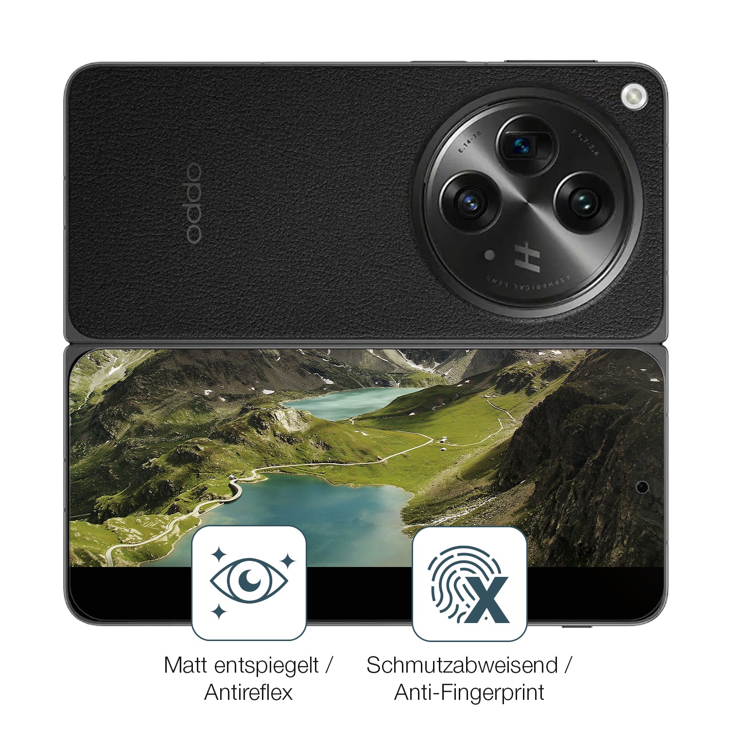 9H Hartbeschichtete, flexible Folie passend zugeschnitten für Oppo Find N3 Aussenseite