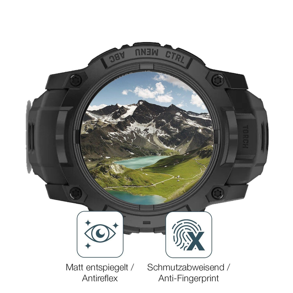 2x Screen Protector for Garmin Instinct 3 Solar Tactical Edition 50mm matte