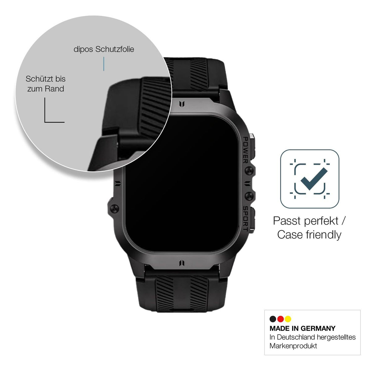 2x Screen Protector for Tesofit Smartwatch 1.85 Zoll matte Flexible Glass 9H