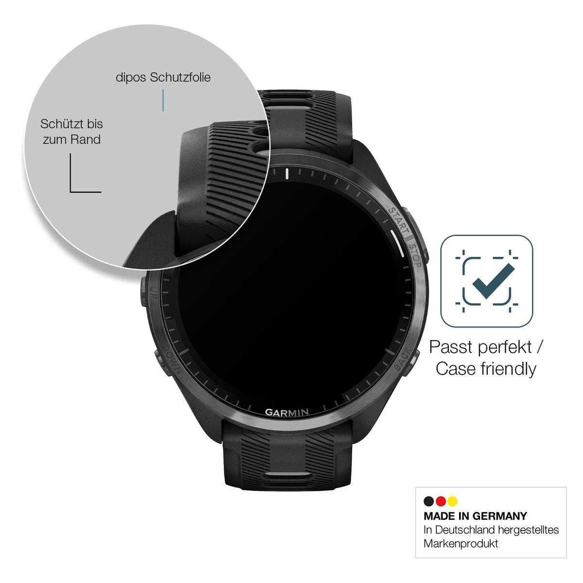 2x Screen Protector for Garmin Forerunner 965 matte Flexible Glass 9H dipos