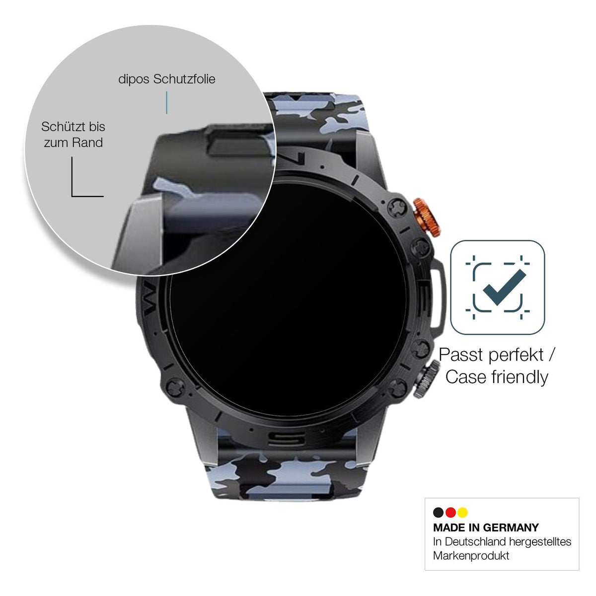 2x Screen Protector for Lige 1.43 Zoll Smartwatch matte Flexible Glass 9H dipos