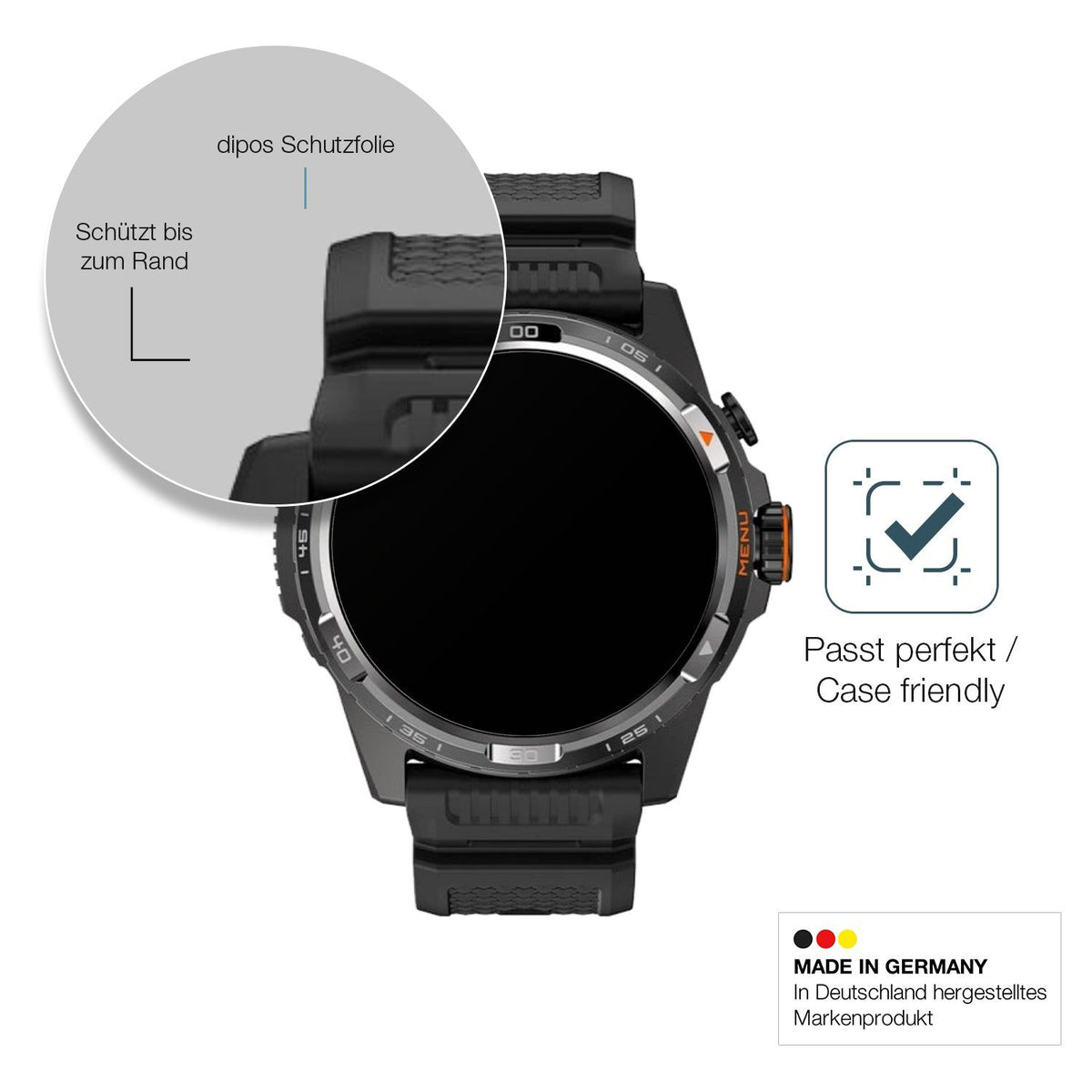 2x Screen Protector for ticWatch Atlas matte Flexible Glass 9H dipos