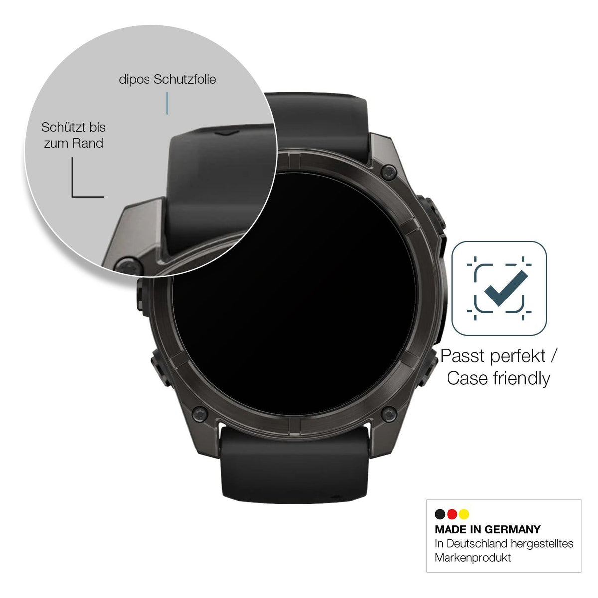 2x Screen Protector for Garmin Fenix 8 47mm matte Flexible Glass 9H dipos