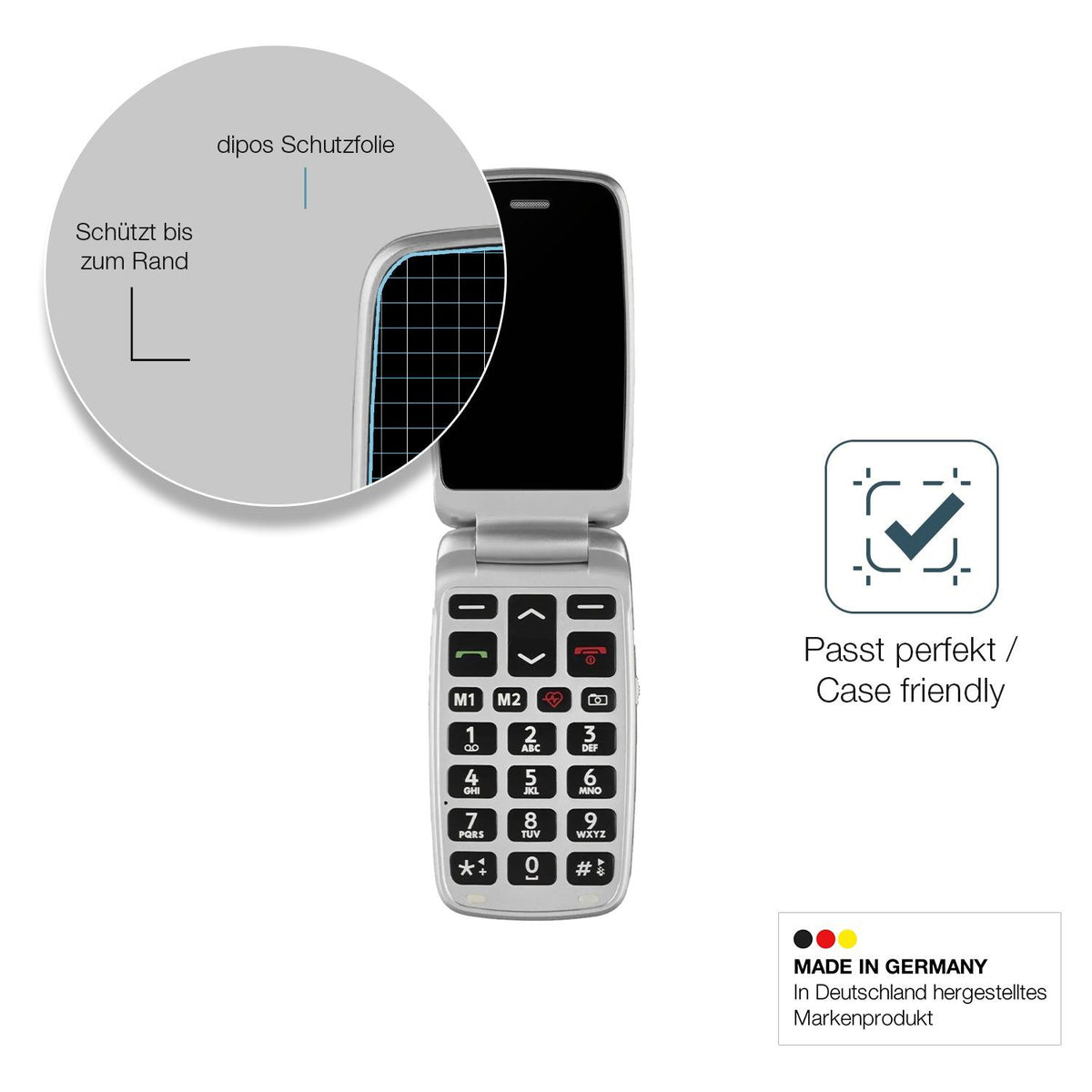 2x Screen Protector for Doro Primo 360014 matte Flexible Glass 9H dipos