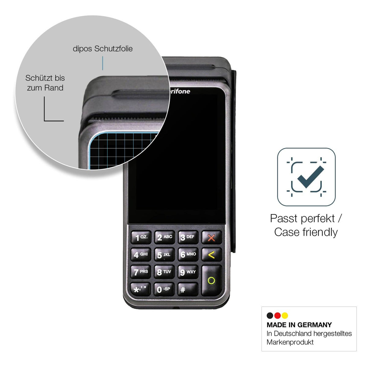 2x Screen Protector for Verifone V400m matte Flexible Glass 9H dipos