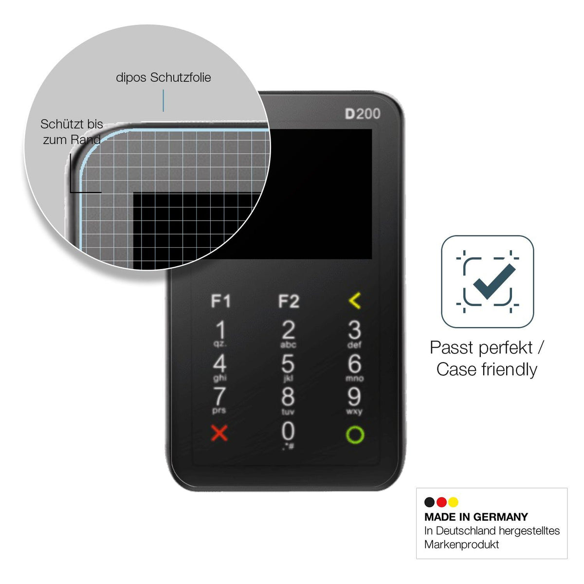 2x Screen Protector for Pax D200 matte Flexible Glass 9H dipos