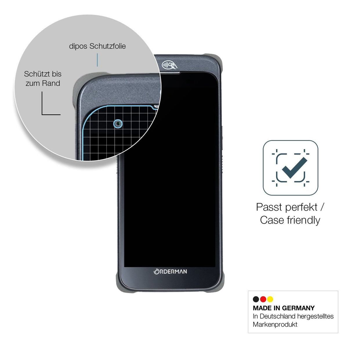 2x Screen Protector for Orderman 10 matte Flexible Glass 9H dipos