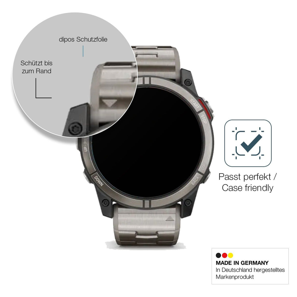 2x Screen Protector for Garmin quatix 7X matte Flexible Glass 9H dipos