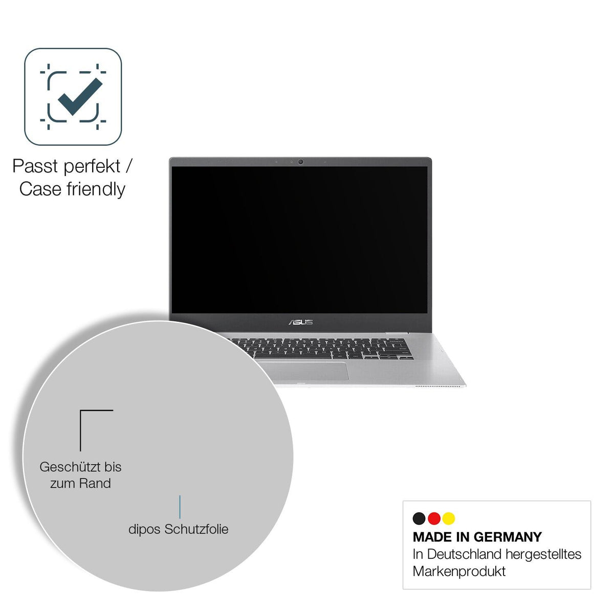 2x Screen Protector for Asus Chromebook CX1 15.6 Zoll matte Flexible Glass 9H