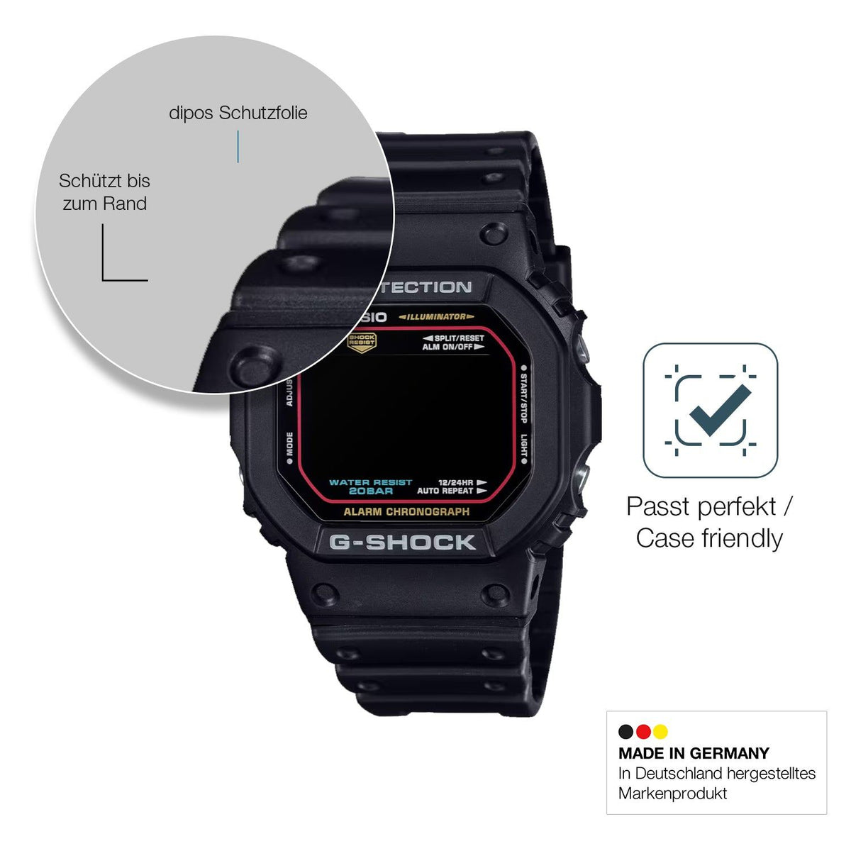 2x Screen Protector for Casio G-Shock DW-5600RL-1 matte Flexible Glass 9H dipos