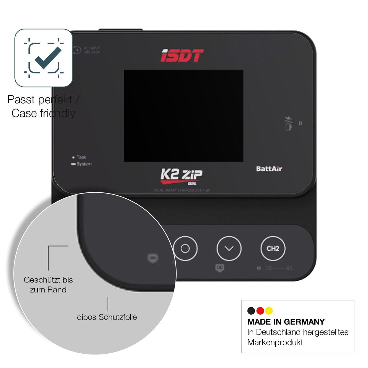 2x Screen Protector for ISDT K27ip matte Flexible Glass 9H dipos