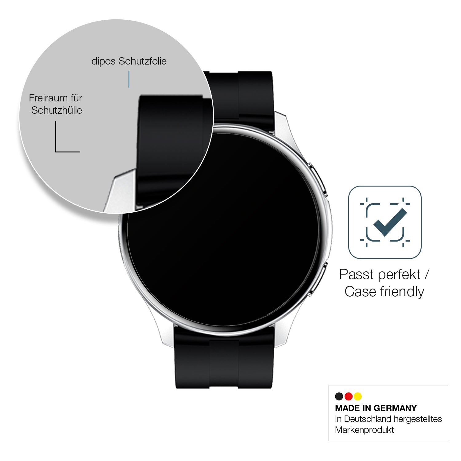 Schutzglasfolie mit optimaler Passform, zur Verwendung mit Hüllen geeignet