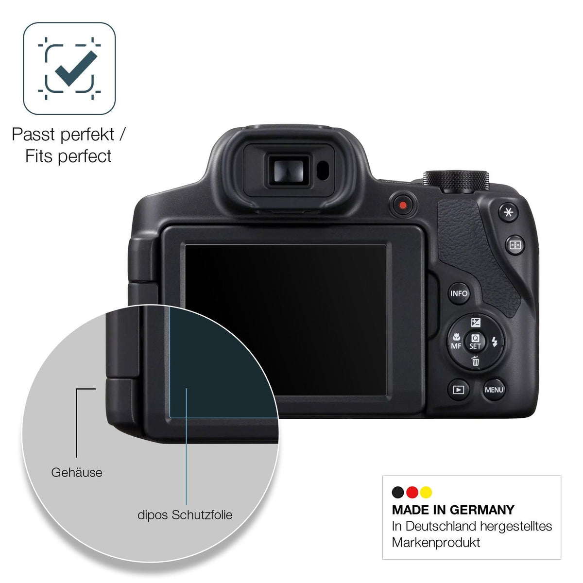 2x Screen Protector for Canon Powershot SX70 HS matte Flexible Glass 9H dipos