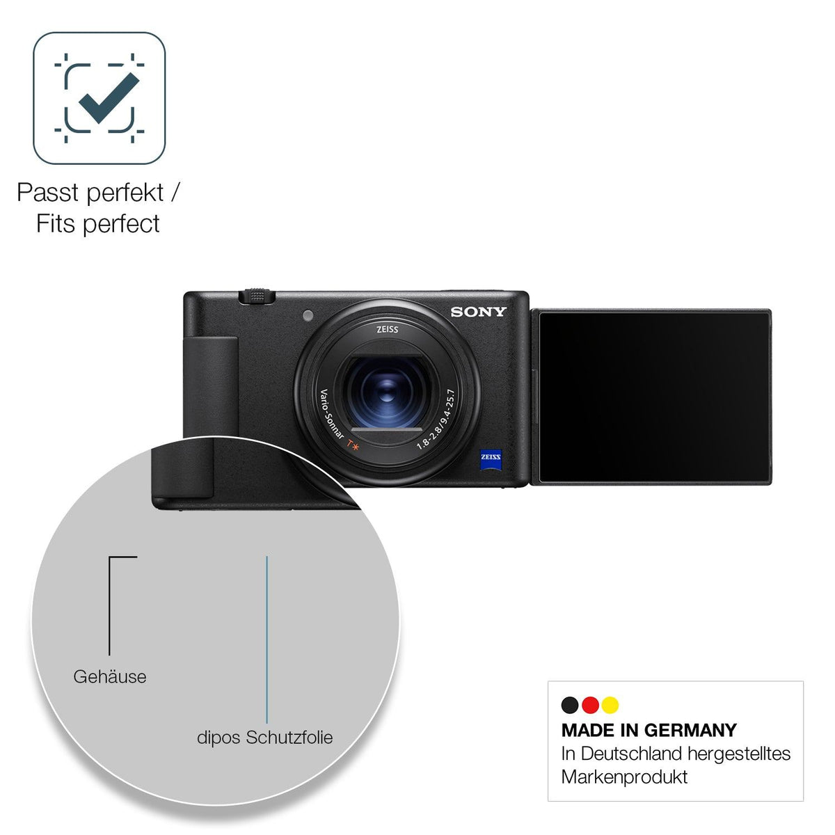 2x Screen Protector for Sony ZV-1A matte Flexible Glass 9H dipos