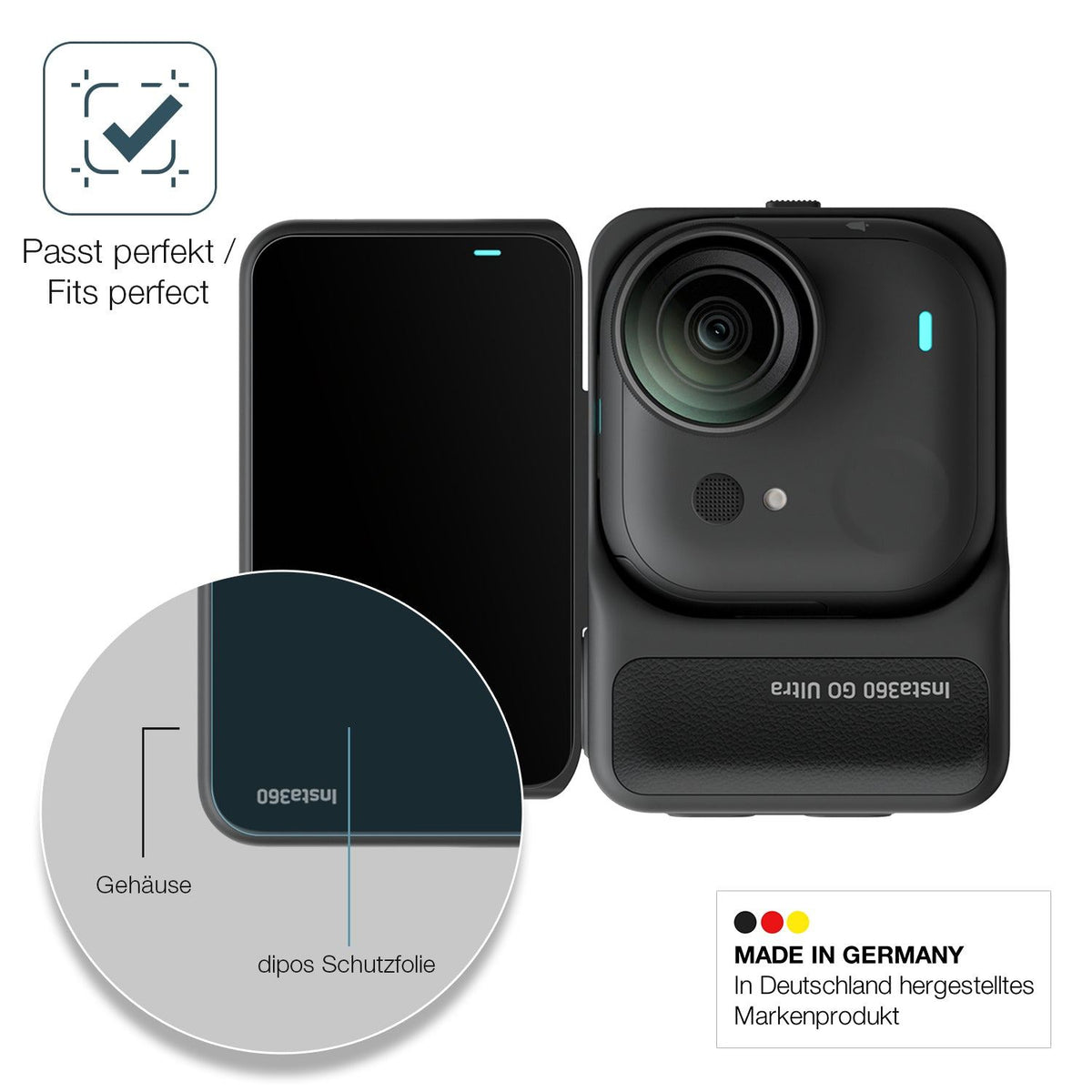 2x Screen Protector for Insta360 Go Ultra matte Flexible Glass 9H dipos