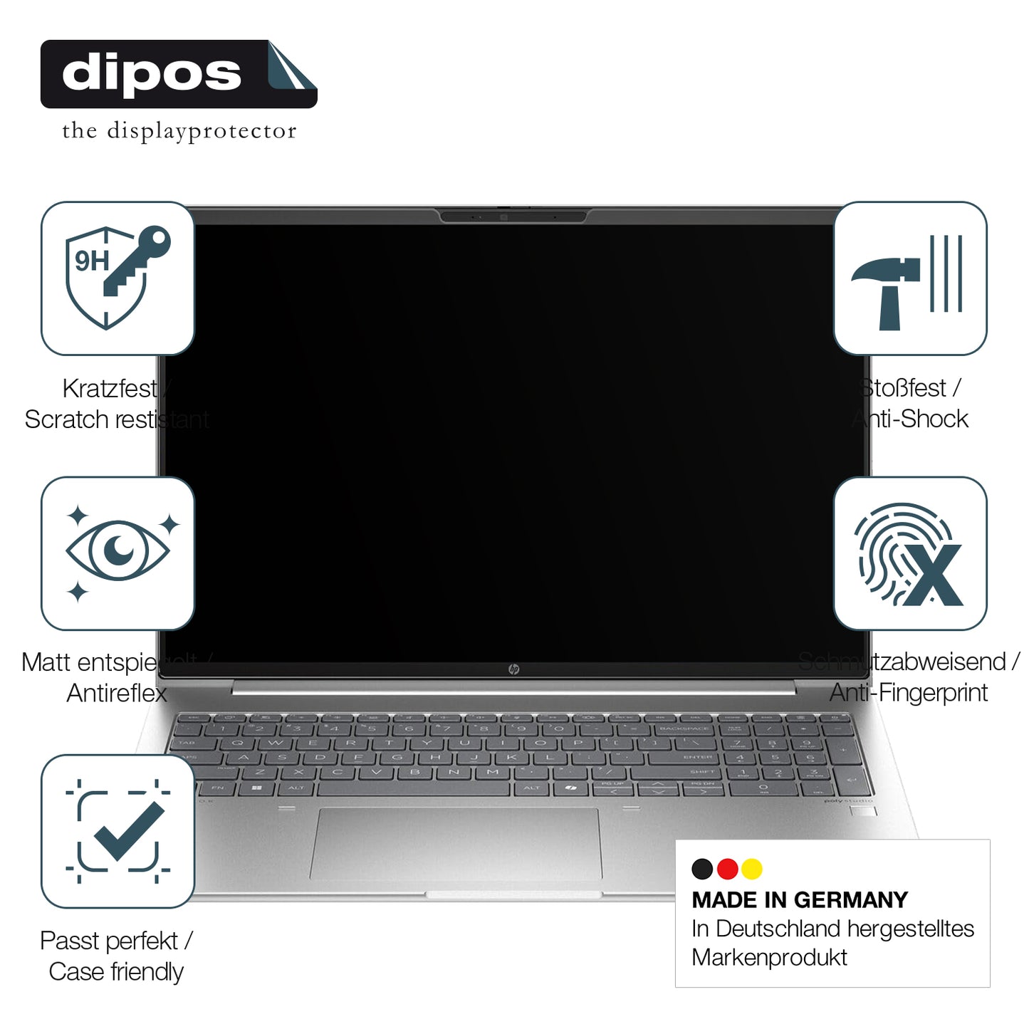 2x 9H Schutzfolie matt für HP ProBook 460 G11 16 Zoll Panzerfolie