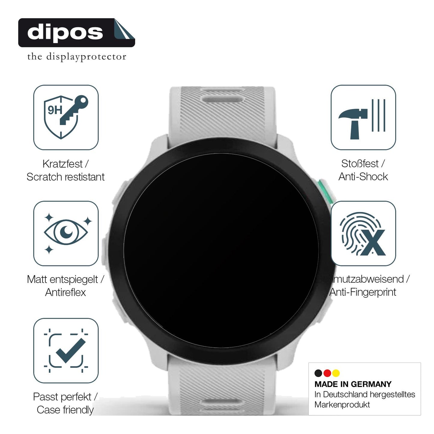 2x Screen Protector for Garmin Forerunner 55 matte Flexible Glass 9H dipos