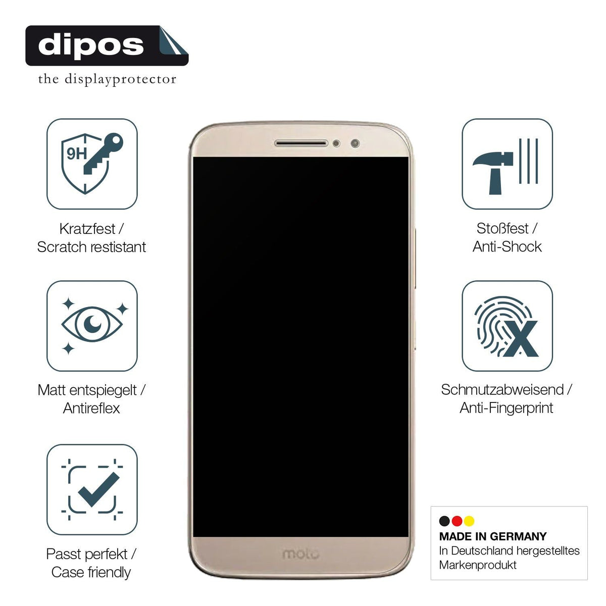 2x Screen Protector for Motorola Moto M CXT 1663 matte Flexible Glass 9H dipos