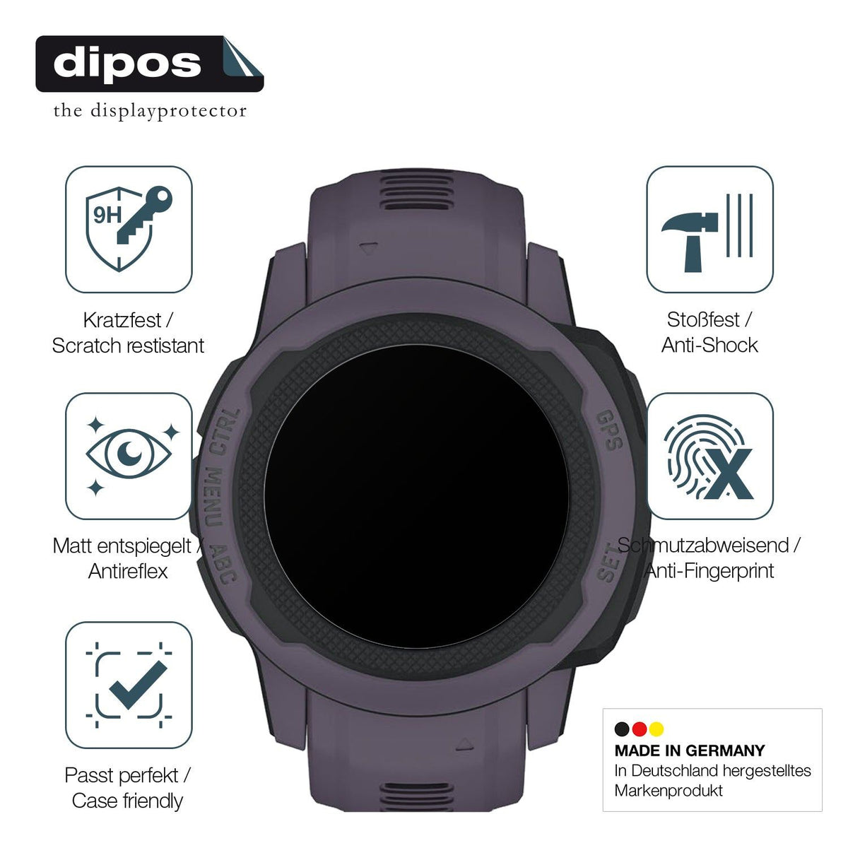 2x Screen Protector for Garmin Instinct 2S (40mm) matte Flexible Glass 9H dipos