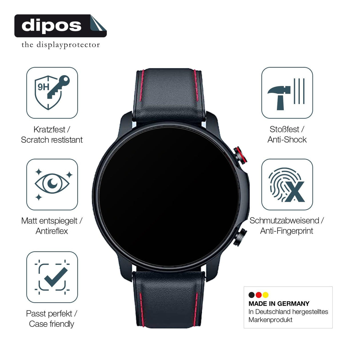 2x Screen Protector for Motsfit  1,32 inch Smartwatch matte Flexible Glass 9H