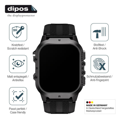 2x Screen Protector for Tesofit Smartwatch 1.85 Zoll matte Flexible Glass 9H
