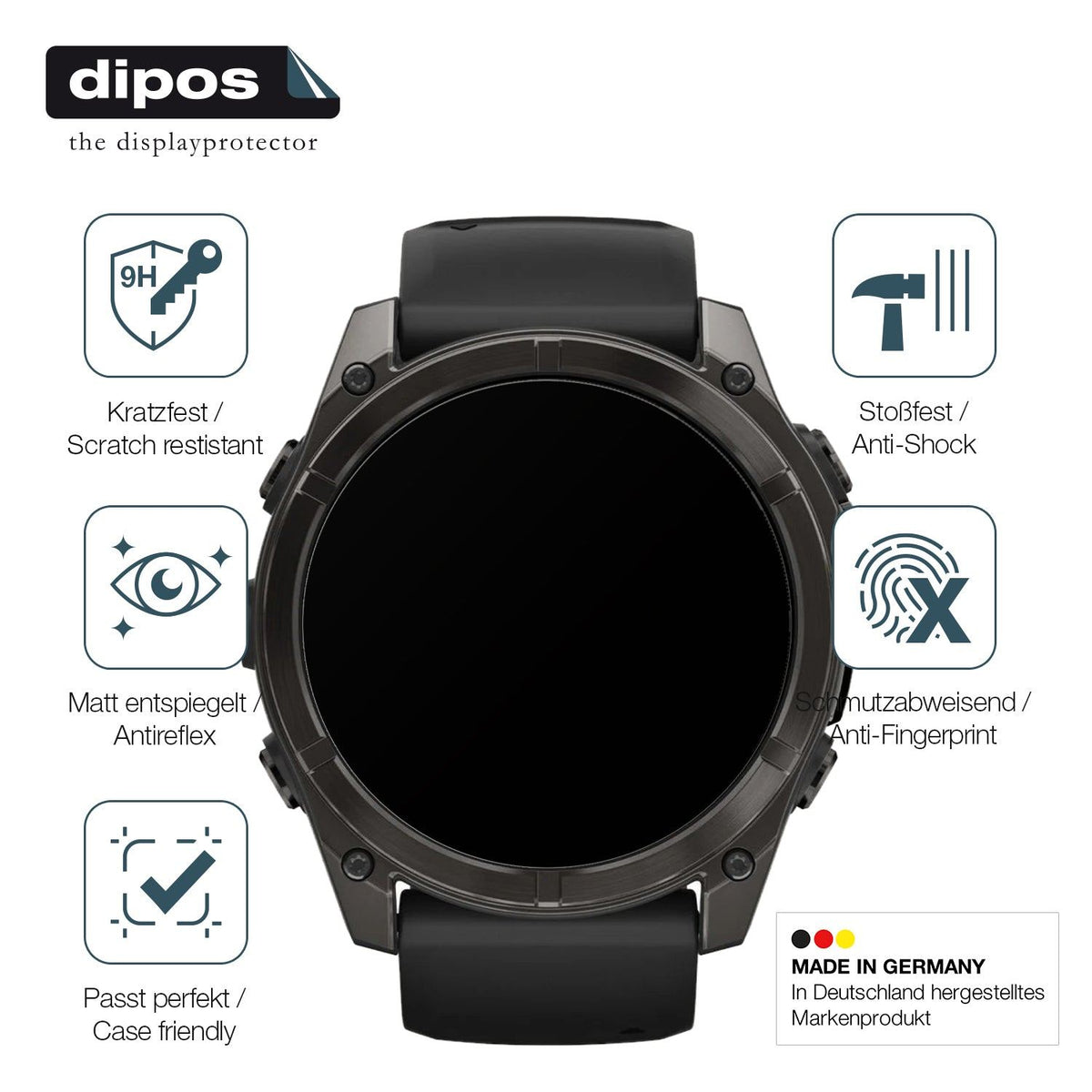2x Screen Protector for Garmin Fenix 7x Pro 51mm matte Flexible Glass 9H dipos