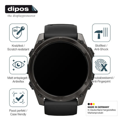 2x Screen Protector for Garmin Fenix 7x Pro 51mm matte Flexible Glass 9H dipos
